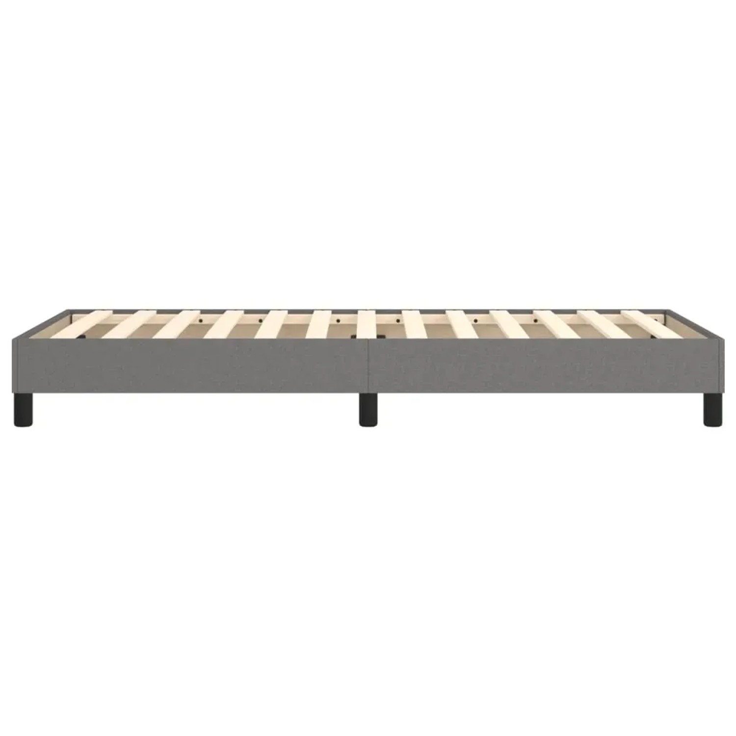 Dunkelgraues vidaXL Boxspringbett (90x200 cm) aus Stoff, ohne Matratze.