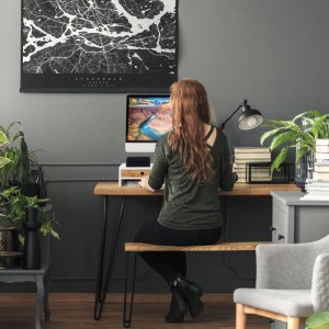 Relaxdays Monitorständer MDF Bambus Weiß Natur mit 2 Schubladen 12 cm x 56 cm x 27 cm 3,8 kg
