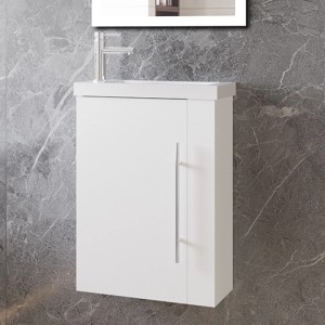 AICA Waschtisch mit Unterschrank, 45 cm, weiß matt, Teil eines 2-tlg. Badmöbel Sets für Gäste-WC.