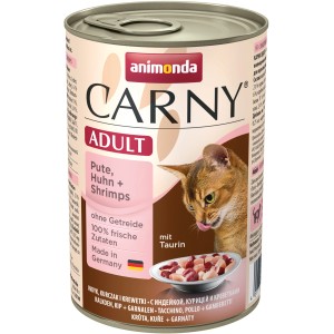 Animonda Carny Adult Katzen-Nassfutter mit Pute, Huhn und Shrimps, 400g Dose.