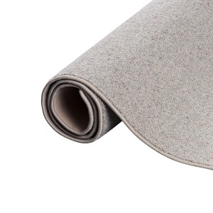 Gerollter Snapstyle Natur Teppich aus Wolle, Berber-Design in Grau, 160x160cm.