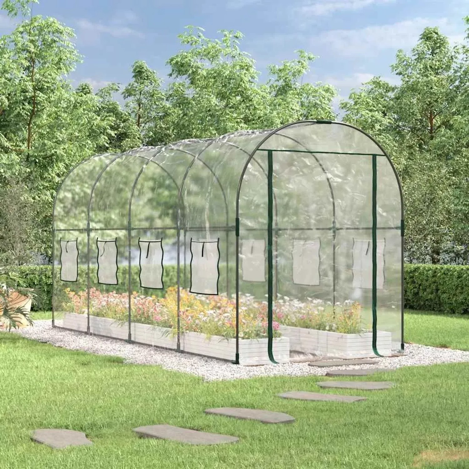 vidaXL Gewächshaus Transparent 160x400x190 cm PVC & Stahl 317247_2
