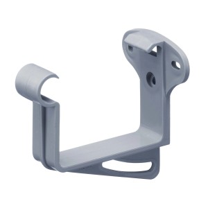 Inefa Stirnbretthalter aus PVC, grau, für Kastenrinne NW 68 zur Dachrinnenbefestigung.