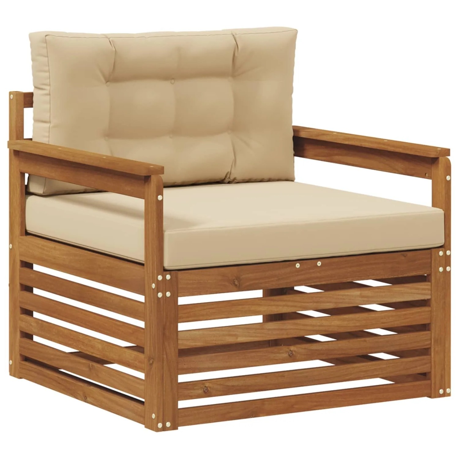 vidaXL Outdoor-Sofagarnitur Massives Akazienholz und Polyester Natur 3436383