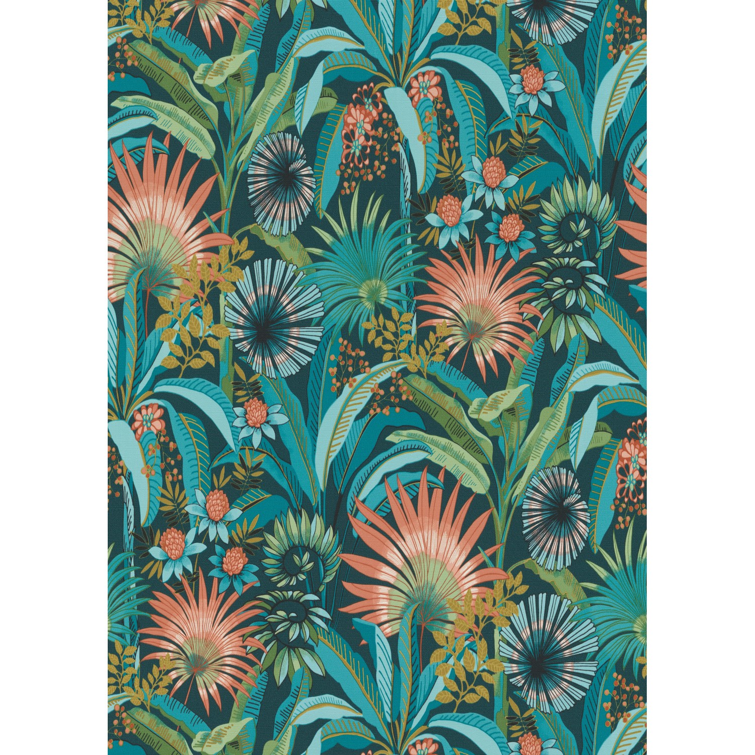 Erismann Vliestapete Martinique Flower Power 10,05 m x 0,53 m Petrol günstig online kaufen