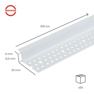 Protektor Schattenfugenprofil 50x 305 cm Weiß mit 6 mm Schattenfuge für Trockenbau