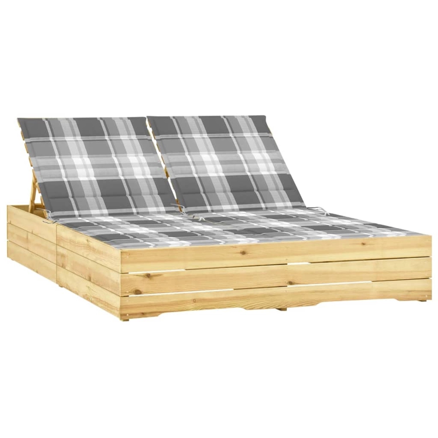 VidaXL Doppel-Sonnenliege mit Auflagen 198 x 135 x  30-75  cm Kiefernholz Imprägniert