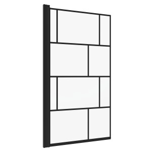 Aquabatos Badewannenaufsatz mit mattschwarzem, kariertem Dekor. Duschabtrennung für Badewanne.