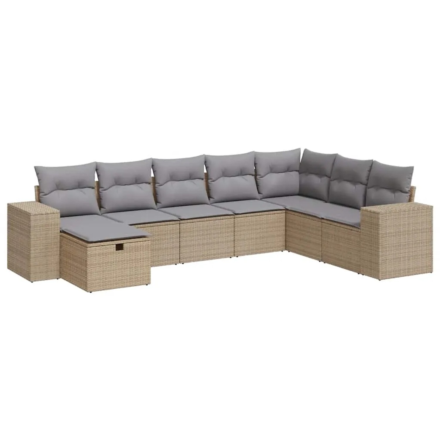 vidaXL 8-Tlg Garten-Sofagarnitur mit Kissen Beige Poly Rattan 3325735 günstig online kaufen