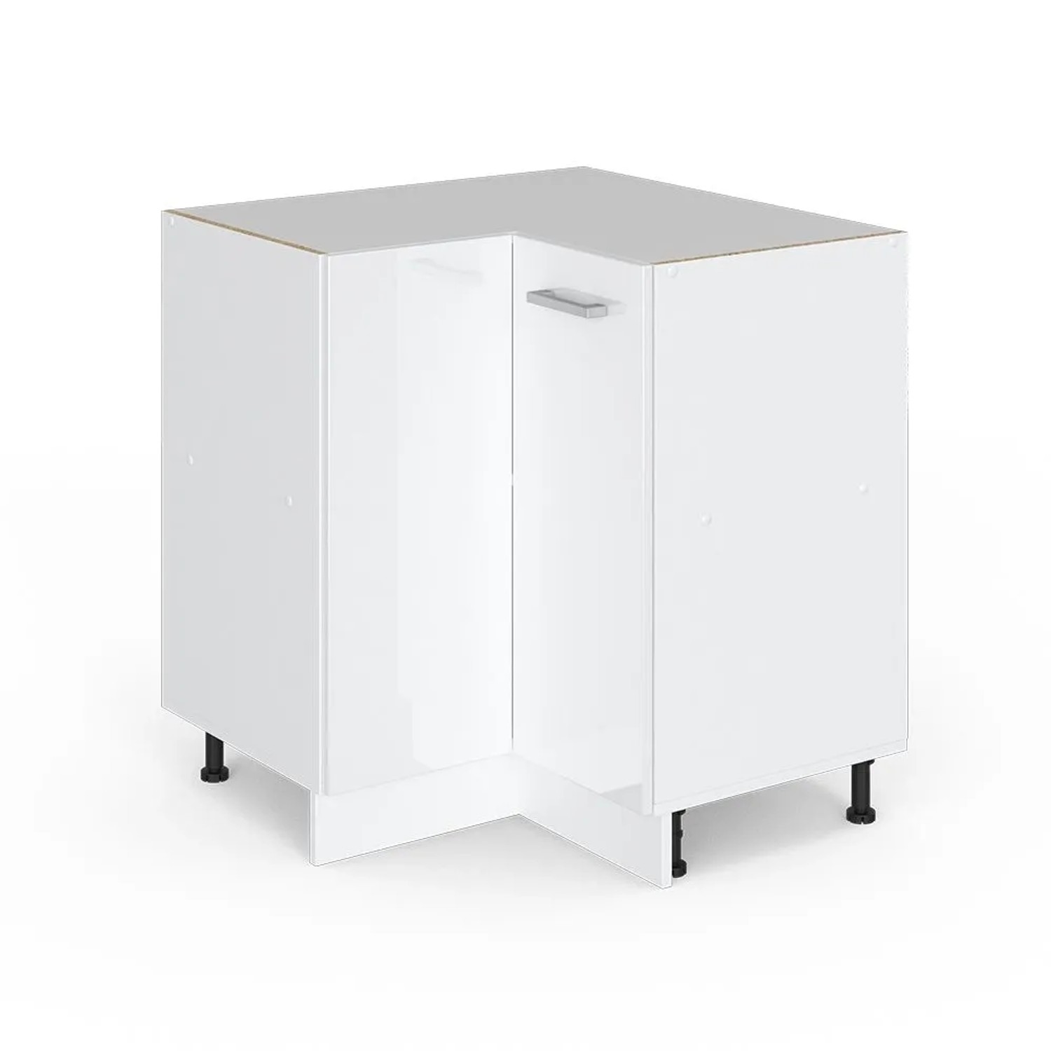 Vicco Eckunterschrank R-Line Weiß Hochglanz Weiß 76 cm ohne Arbeitsplatte