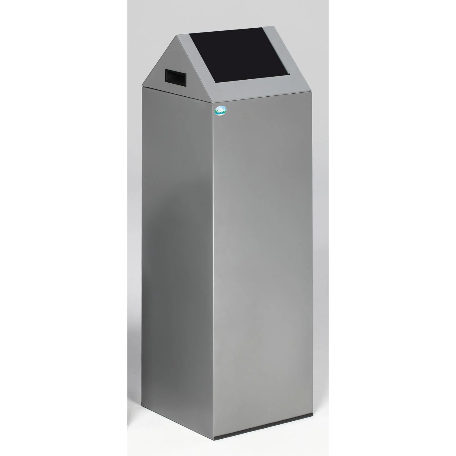 PROREGAL Selbstlöschender Wertstoffsammler Spitz Mit Einwurfklappe 89 Liter HxBxT 104,5 x 32 x 32 cm Verzinkter Stahl Silber Anthrazit