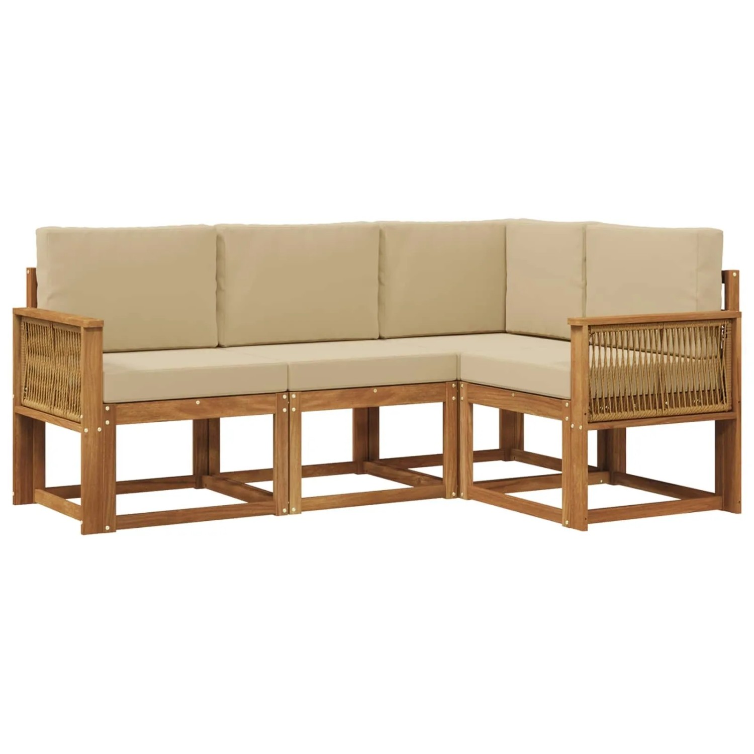 vidaXL Outdoor-Sofagarnitur mit Kissen 4 Stk Natur und Beige Polyester 3385179