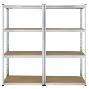 2er Set Juskys Lagerregale Easy, 160x80x40 cm, mit verzinktem Metallrahmen und MDF-Holzböden.