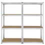 2er Set Juskys Lagerregale Easy, 160x80x40 cm, mit verzinktem Metallrahmen und MDF-Holzböden.