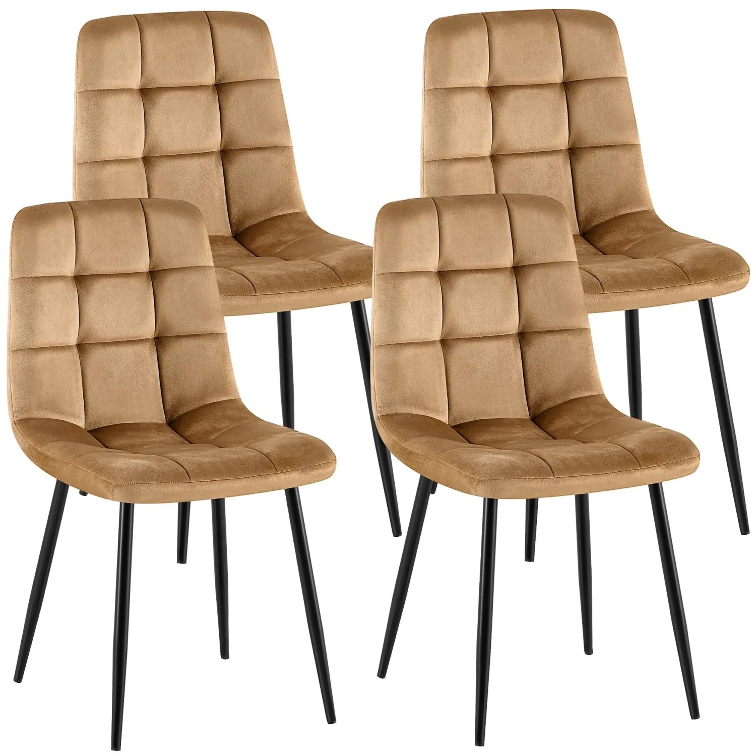 CLP 4er Set Esszimmerstühle Antibes Samt Taupe