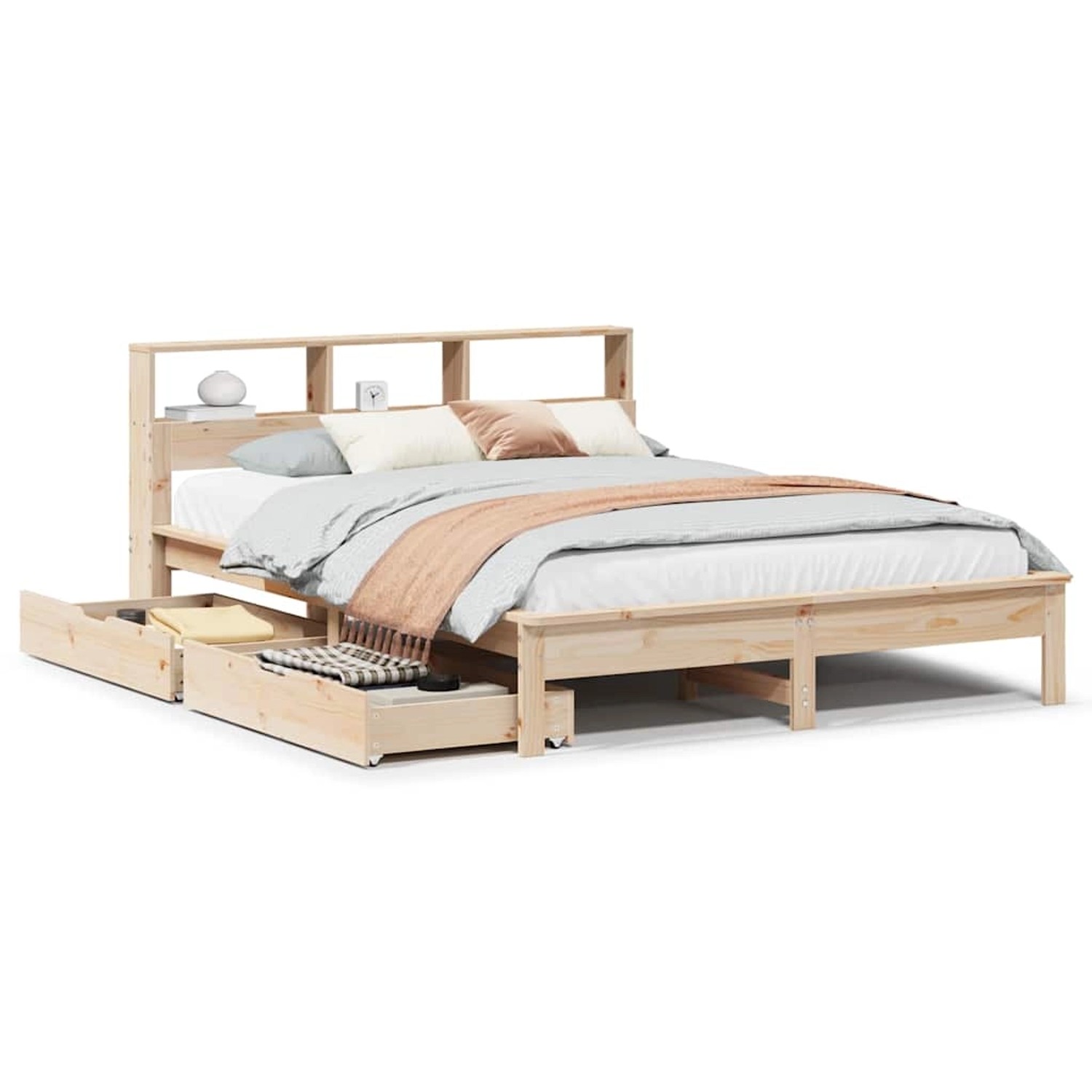 vidaXL Massivholzbett mit Regal ohne Matratze 150x200 cm Kiefernholz 330980 günstig online kaufen