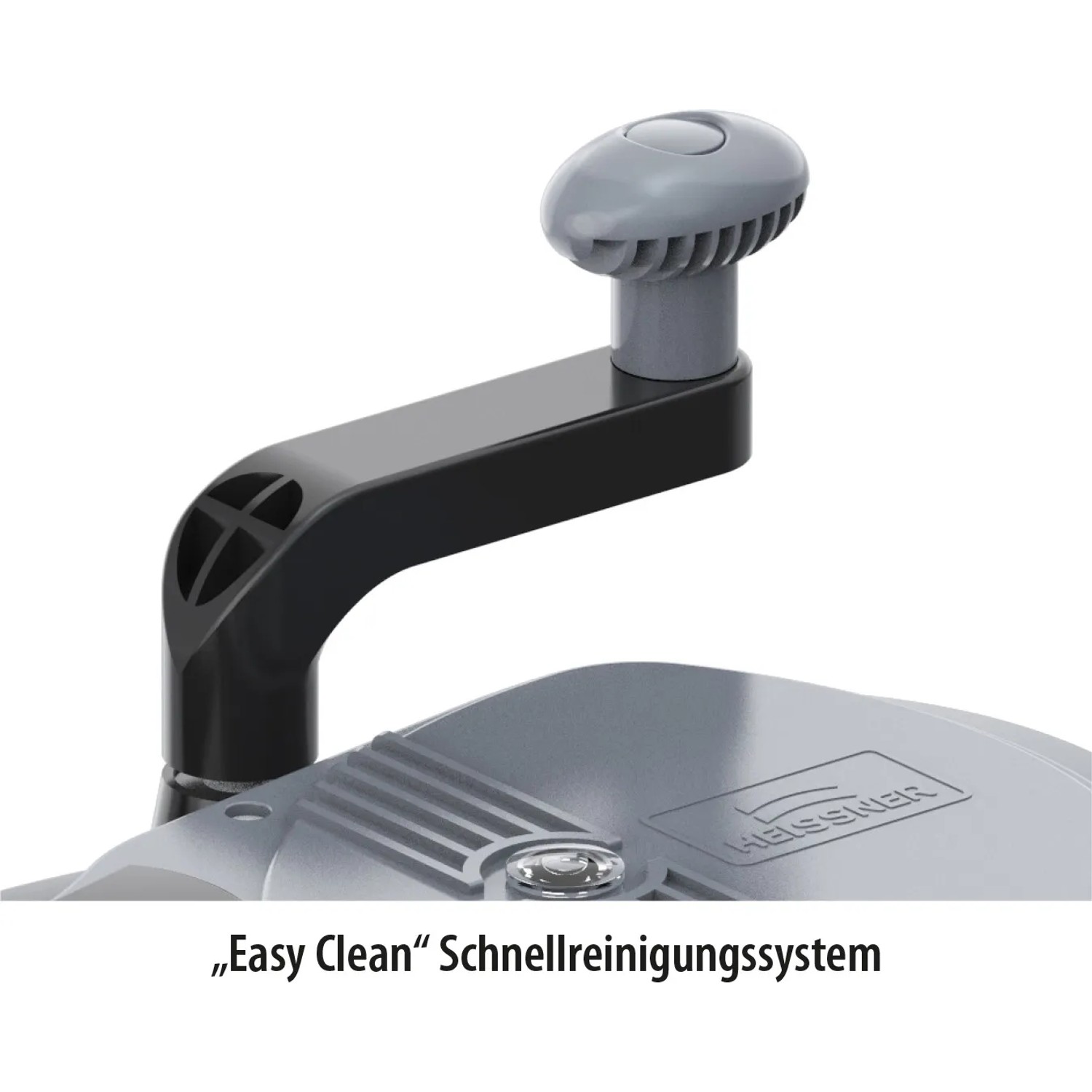 Detailaufnahme des Heissner Druckfilter-Sets HLF 4000 mit Easy Clean Schnellreinigungssystem.