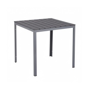 Relaxdays Gartentisch Kunststoff Stahl Grau Holzoptik 74 cm x 78 cm x 78 cm 9,2 kg