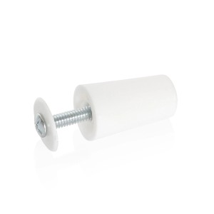 Weißer Avosdim Stopper für Rollladen-Endlamelle mit Schraube.