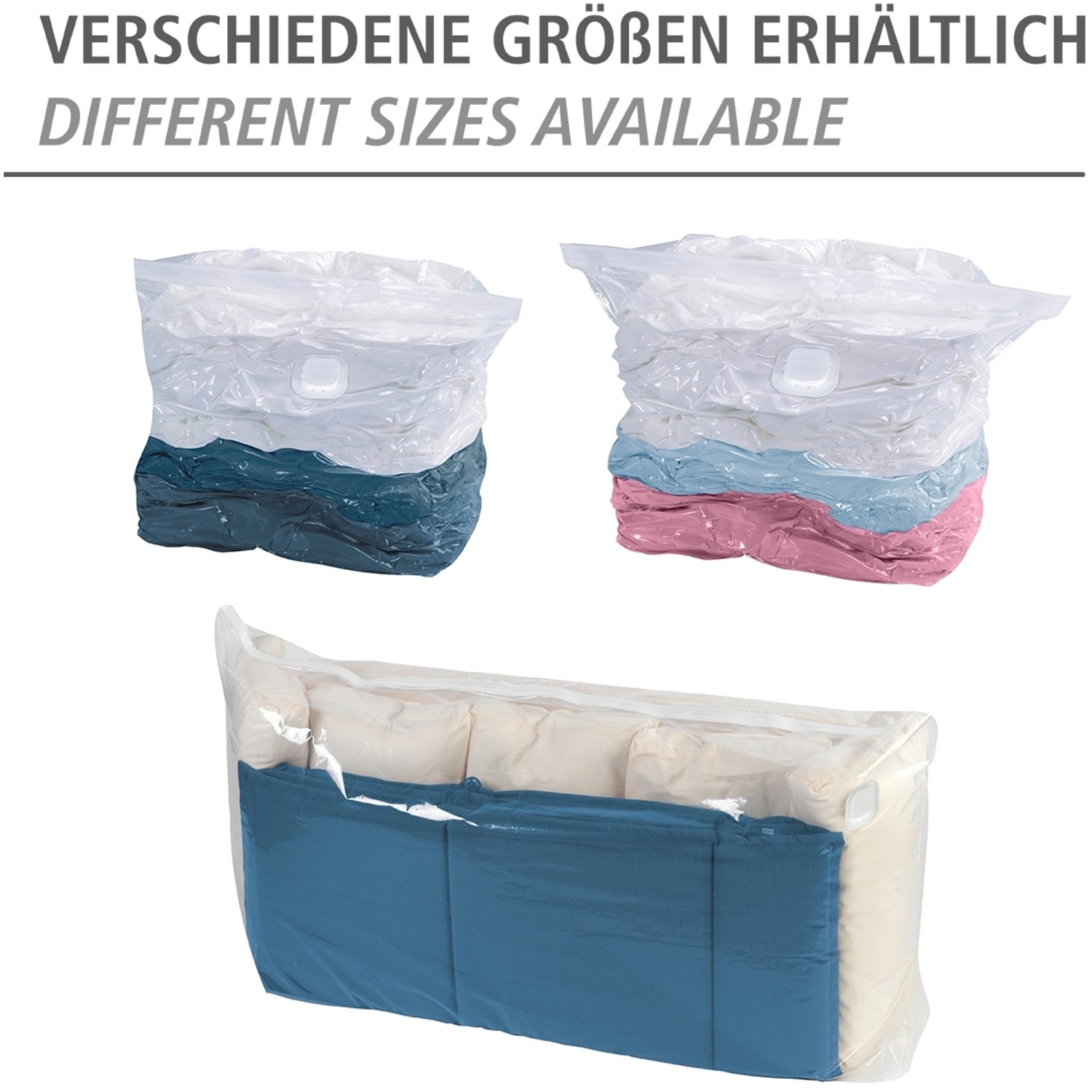 Wenko Vakuumbeutel Jumbo Cube XXL, verschiedene Größen für textile Aufbewahrung.
