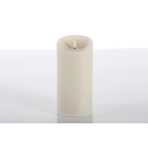 Cremefarbene Elephant LED Kerze aus Echtwachs für den Außenbereich, 10x20 cm.