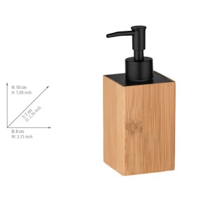 WENKO Seifenspender Padua aus Bambus mit schwarzem Pumpkopf, 240ml.