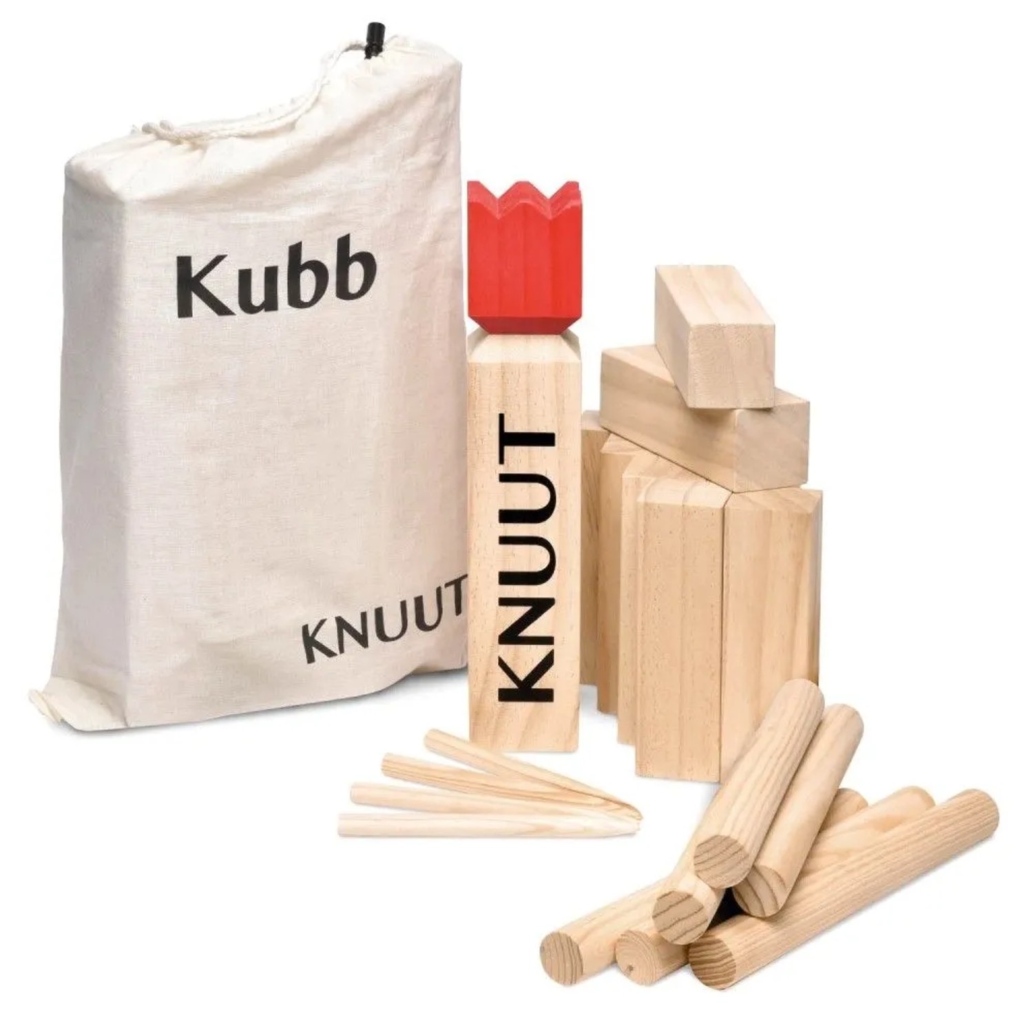 Toyfel Knuut Kubb mit Stoffbeutel Braun FSC