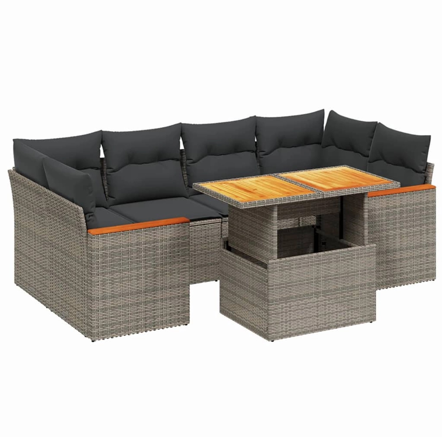 vidaXL 7-Tlg Garten-Sofagarnitur mit Kissen Grau Poly Rattan 3272978 günstig online kaufen