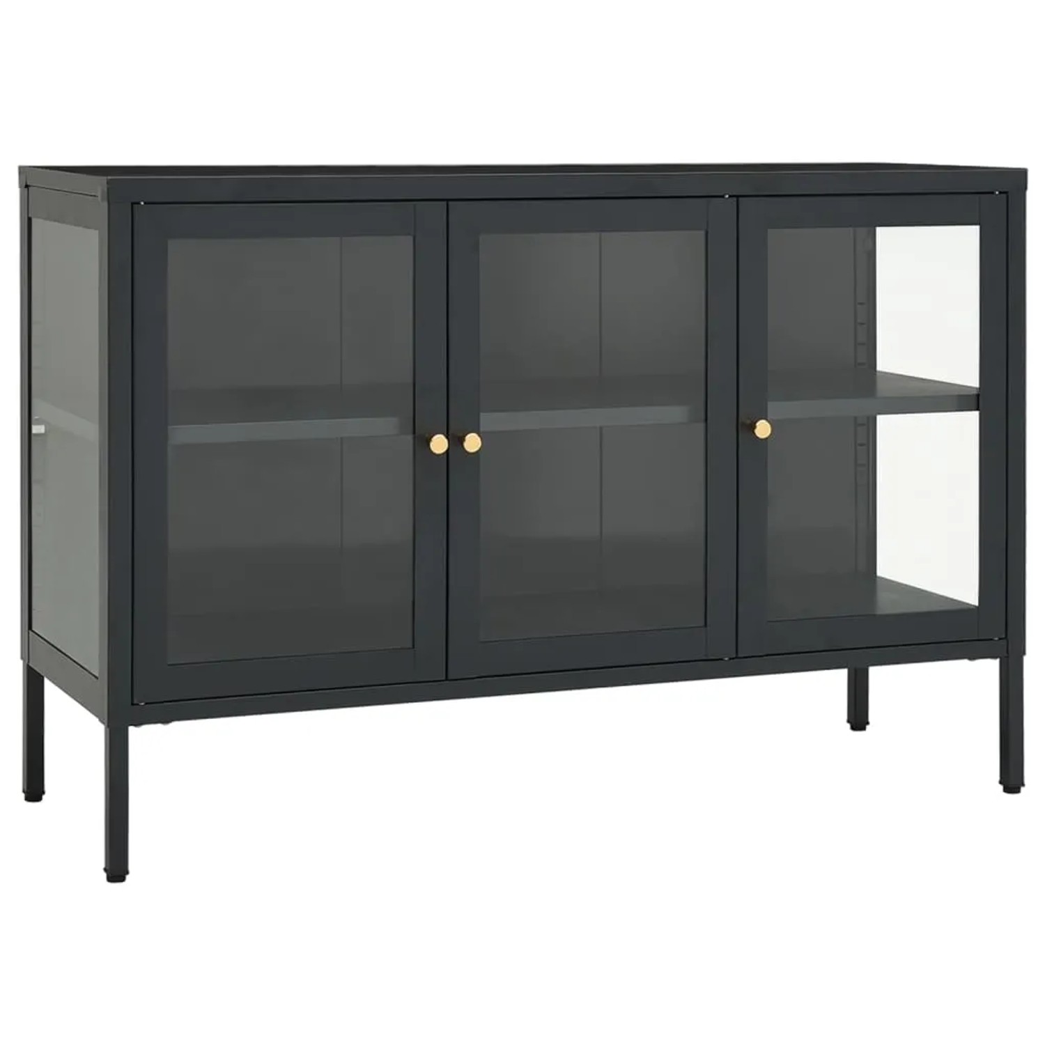 vidaXL Sideboard Anthrazit 105x35x70 cm Stahl und Glas 336069