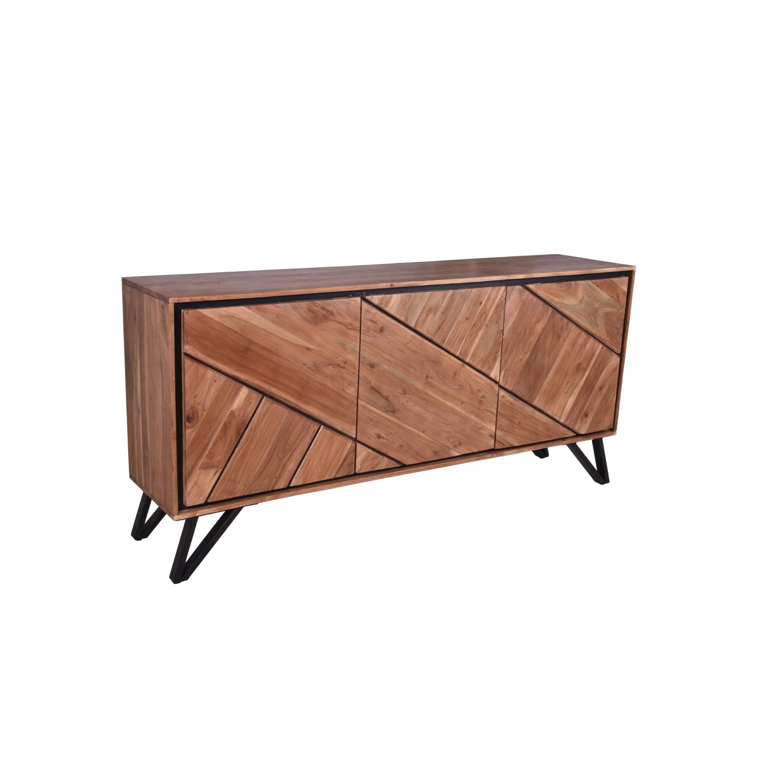 DELUKE Sideboard EBBA Akazie Akazienbraun 76x40x150cm Schrank Flur Schlafzimmer Kommode
