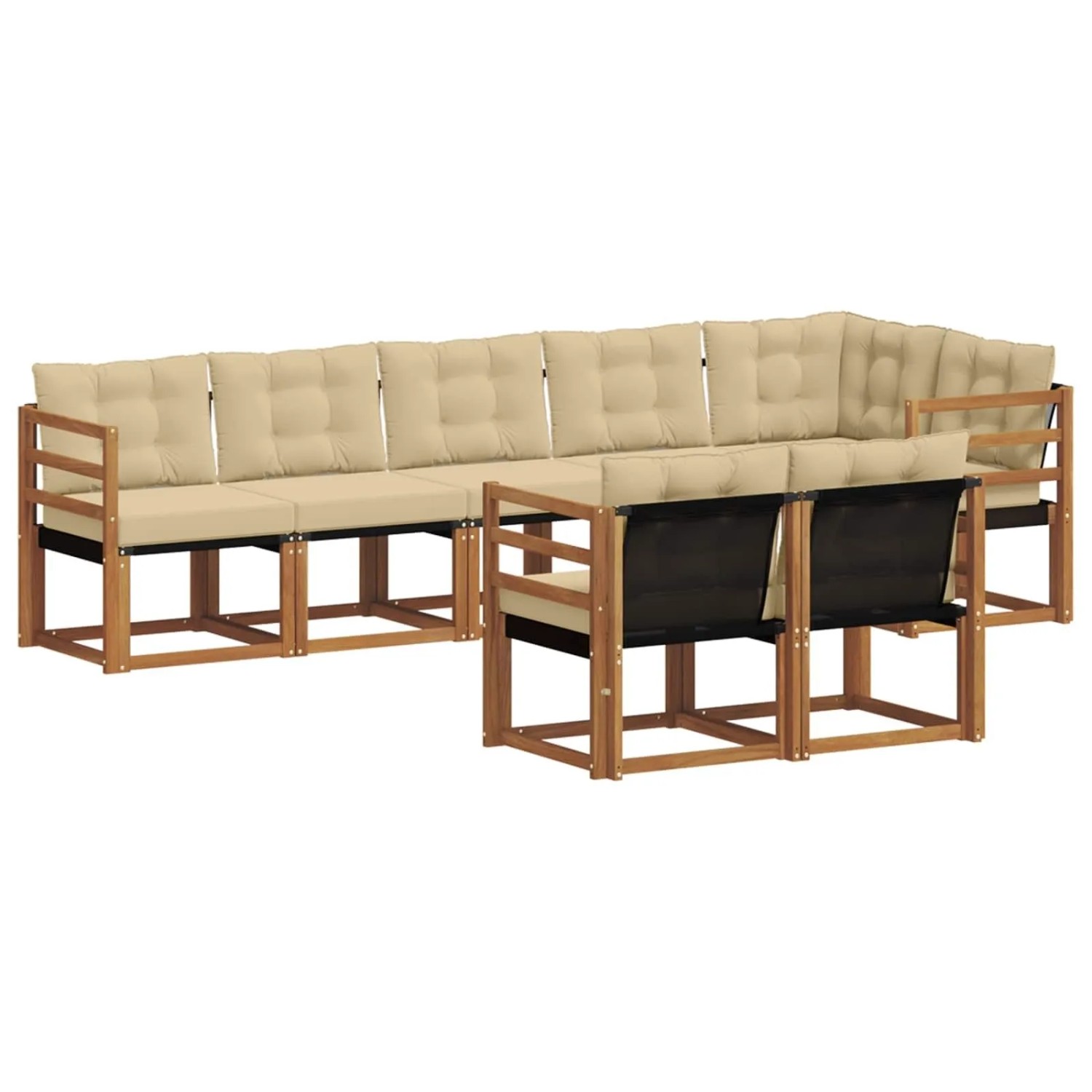 vidaXL Outdoor-Sofagarnitur mit Kissen 8-Tlg Natur und Beige 3368776