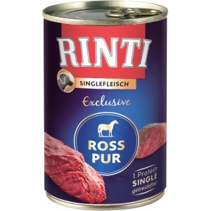 Rinti Singlefleisch Exclusive Ross, 400g Dose Hunde-Nassfutter mit Pferdefleisch.