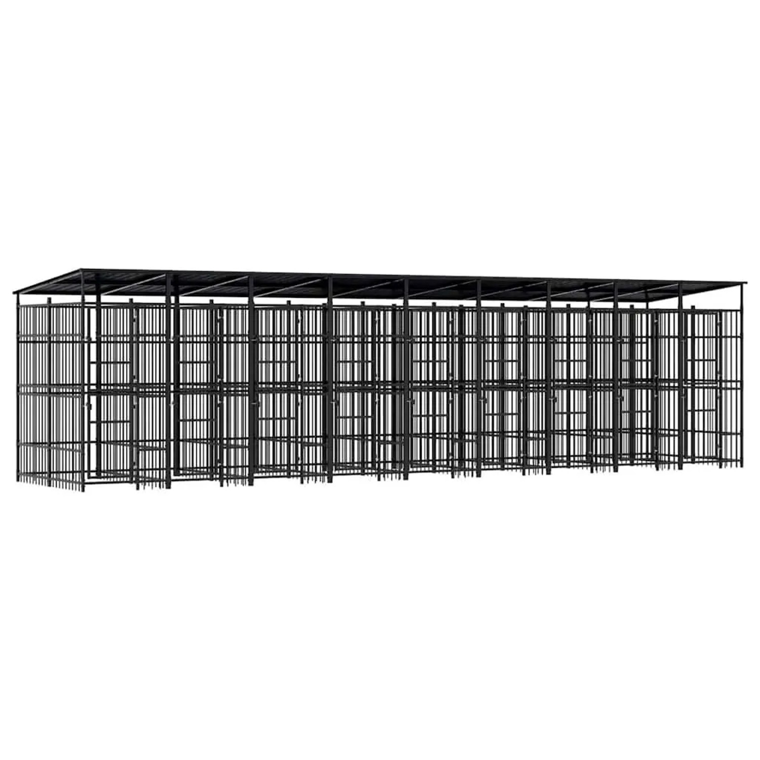 vidaXL Outdoor-Hundezwinger mit Dach Stahl 16,59 m² 3097954