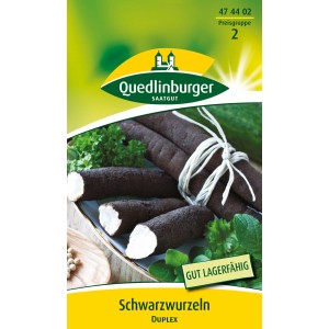 Samenpackung Quedlinburger Schwarzwurzel Duplex, lange, schwarze Wurzeln.