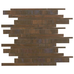 Mosaikmatte Slim Metall Kupfer, 30,5x30cm. Kupferfarbene Mosaikfliesen für Wandgestaltung.