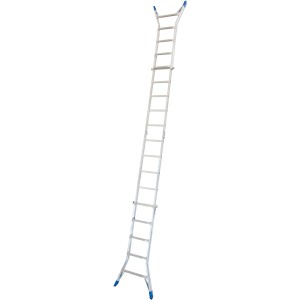 Krause Stabilo Gelenk-Teleskop-Leiter, 4x5 Sprossen, aus Aluminium, flexibel einsetzbar.