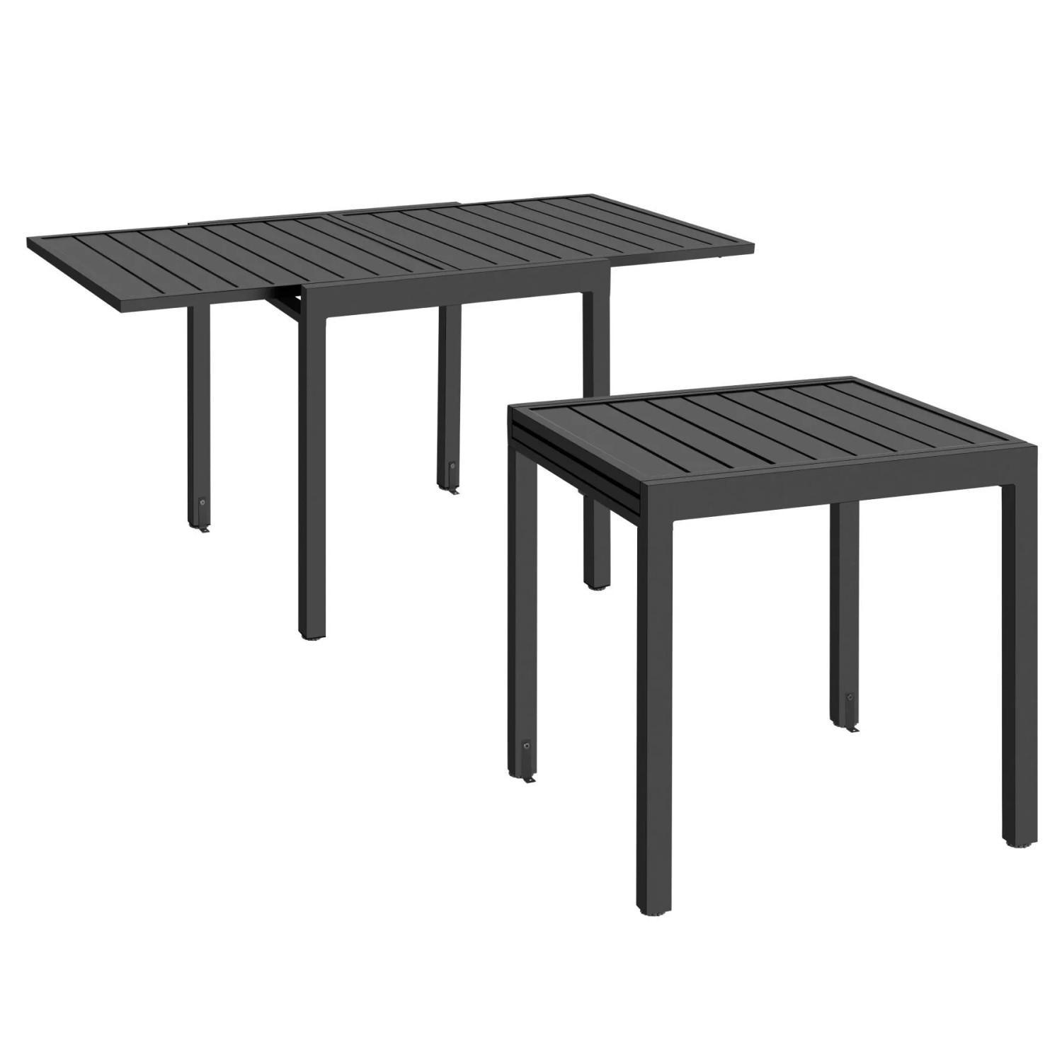 Tectake Aluminium Gartentisch Campos Für 4–6 Personen  Ausziehbar Wetterfest und Uv Beständig 70–140 x 70 x 75 cm 70 x 140 x 75 cm Dunkelgrau
