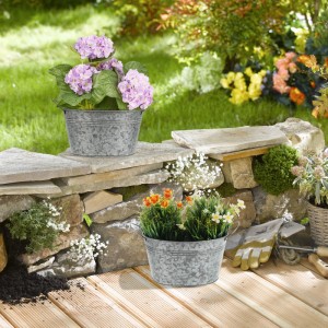 Relaxdays Zinkwannen Eisen Silber Verzinkt Wasserdicht Stapelbar 4er Set 15,5 cm x 29 cm x 17,5 cm 0,21 kg