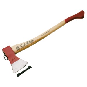 LUX Rheinische Holzaxt Comfort, 70 cm, 1,25 kg mit rotem Kopf und hellem Hickorystiel.