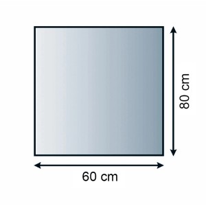 Rechteckige Lienbacher Funkenschutzplatte aus Glas, 6 mm stark, für Kamin und Ofen.