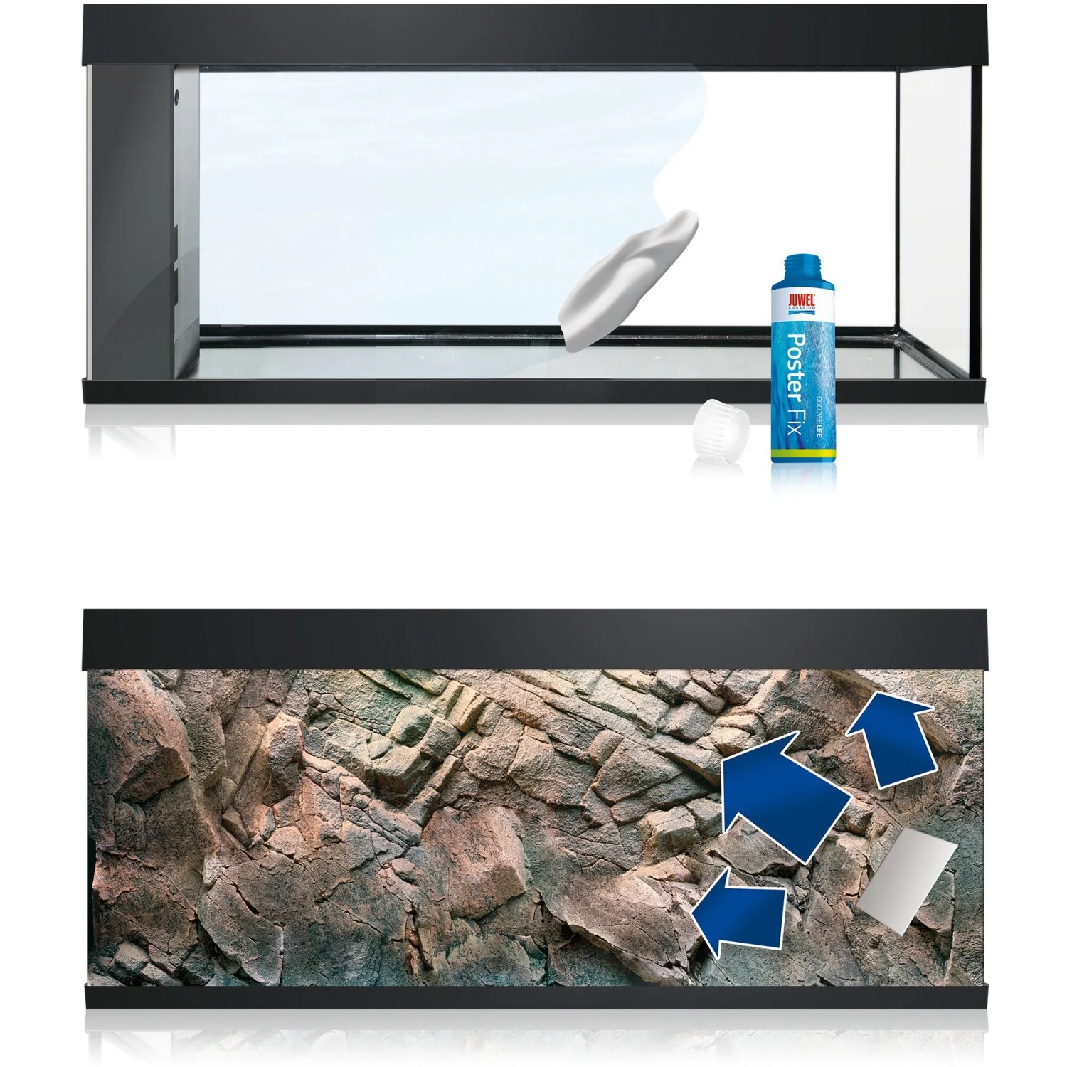 Juwel Aquarium Rückwand Poster 2, 100x50cm, mit Unterwasser- und Felsmotiv, zur Dekoration.