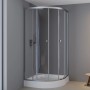 Aurlane Runddusche Silver Line, 90x90x200 cm, mit silbernem Rahmen und Duschwanne.