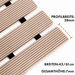 Detailaufnahme: Beige KARAT Fußmatte mit Drainage, Profilbreite 28mm, Breite 61cm.