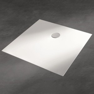 Quadratische, weiße Kronenbach Mineralguss-Duschwanne Cube, 90x90 cm mit Ablauf.