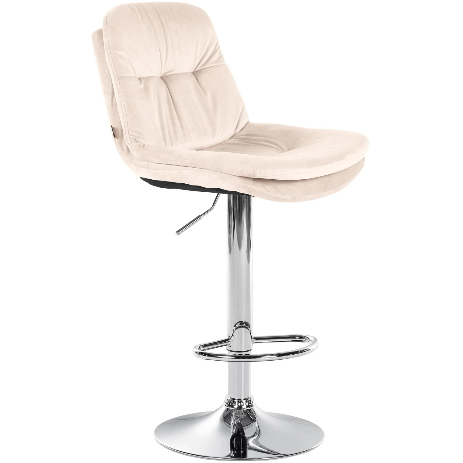DELUKE Barhocker MITUN Samt Creme 46x54x94cm Silber Barstuhl Höhenverstellbar Mit Lehne Drehbar Tresenhocker Tresenstuhl