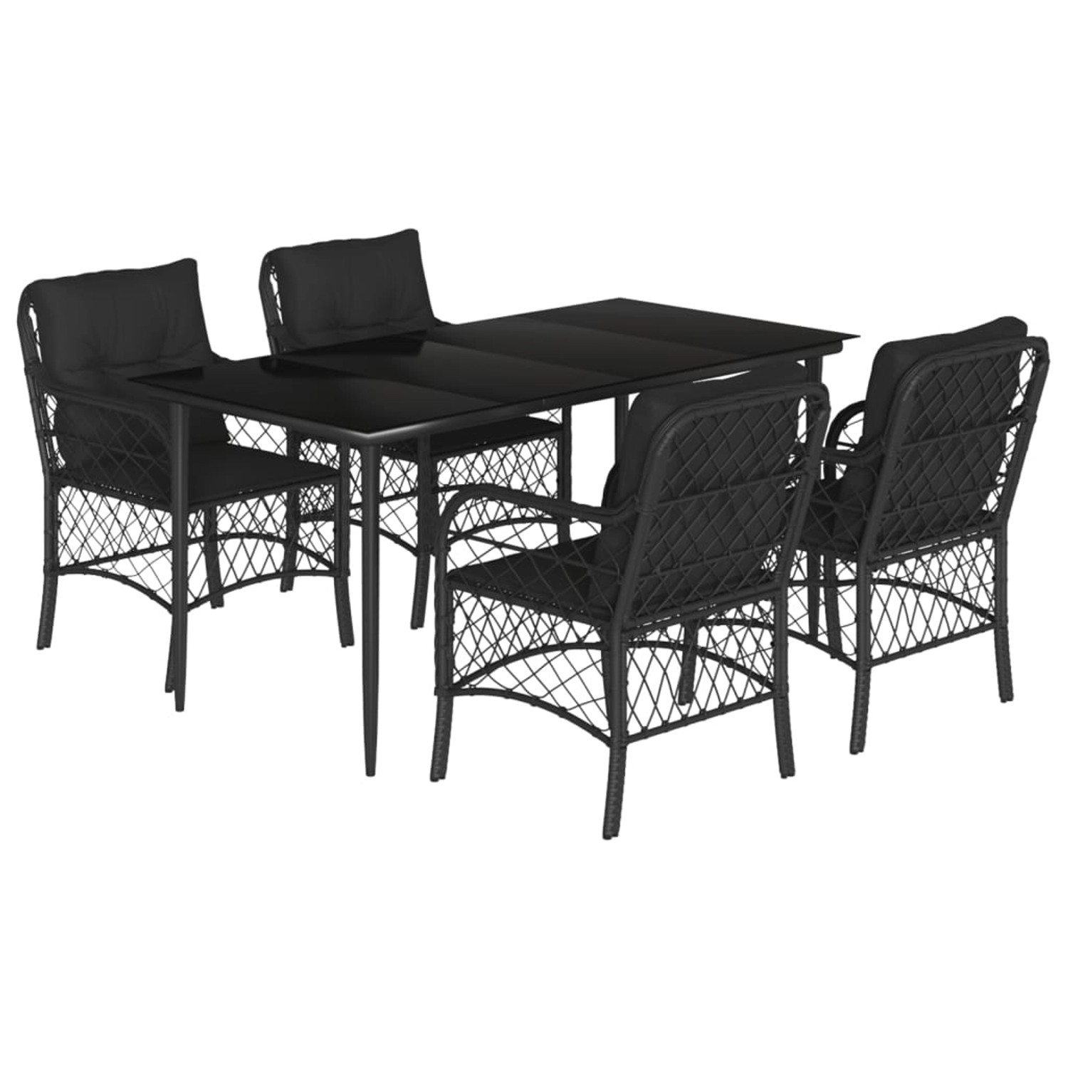 vidaXL 5-Tlg Garten-Essgruppe mit Kissen Schwarz Poly Rattan 3212099 günstig online kaufen