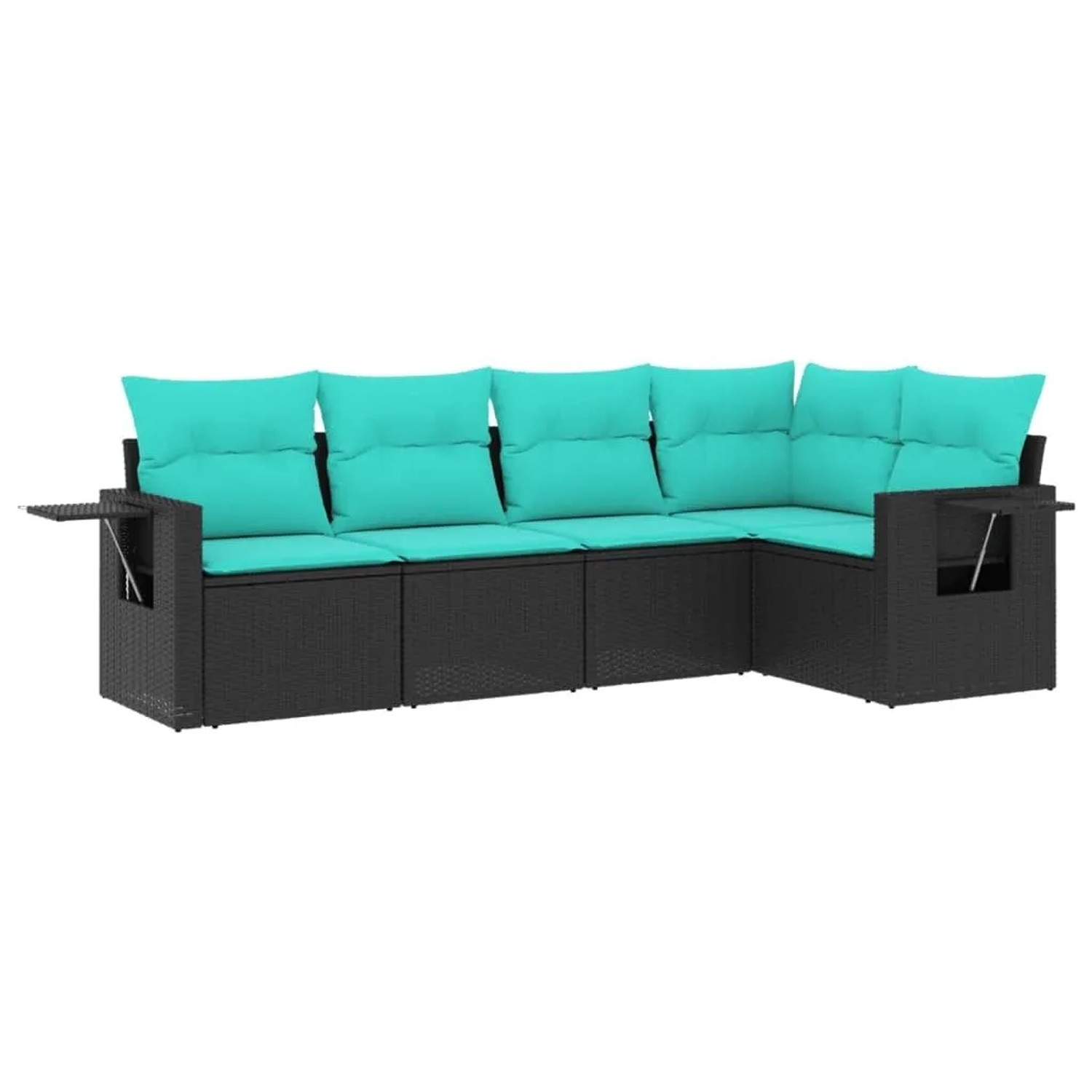 vidaXL 5-Tlg Gartensofa-Set mit Kissen Schwarz Polyrattan 3220126 günstig online kaufen