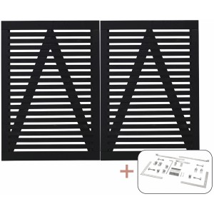 Schwarzes Doppeltor Tokyo aus Nadelholz, 200x140 cm, mit Beschlägen für Gartenzaun.