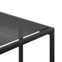 Detailansicht der schwarzen Gartentischplatte aus Glas und Stahl der vidaXL 13-tlg Essgruppe.