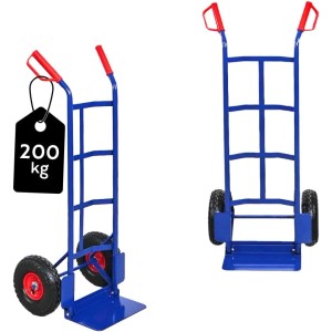 Blaue PROREGAL Sackkarre ODIN mit Lufträdern, klappbar, Tragkraft 200kg.